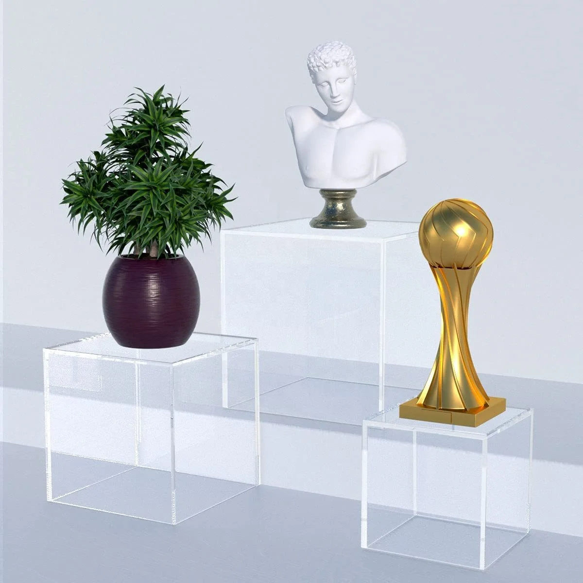 Custom transparent 5 sides acrylic display box clear cube riser dust proof storage case for collectibles