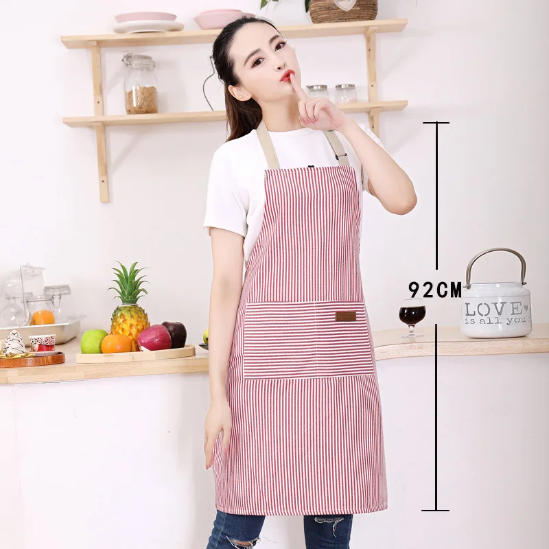 Wholesale Custom Logo unisex cooking  Vintage Ticking Stripe Pattern Red White Bakers Apron Barista Kitchen Aprons Woman
