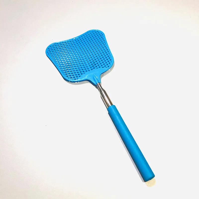 74cm Retractable Manual Plastic Fly Swatter Telescopic Fly Swatters with Long Stainless Steel Pole