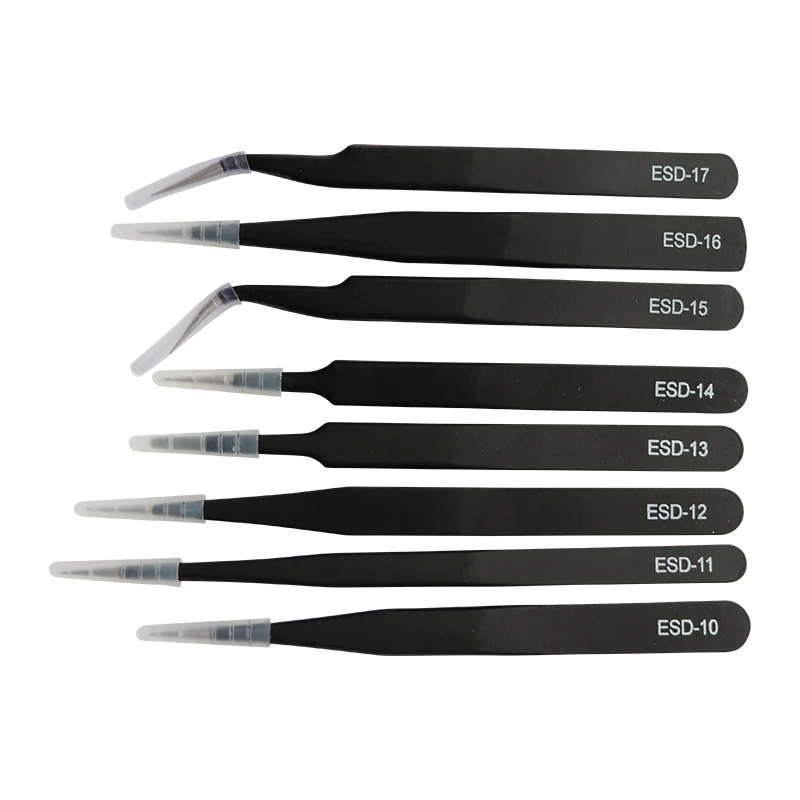 Precision black stainless tweezers ( vetus ) esd-12 esd stainless steel esd tweezer