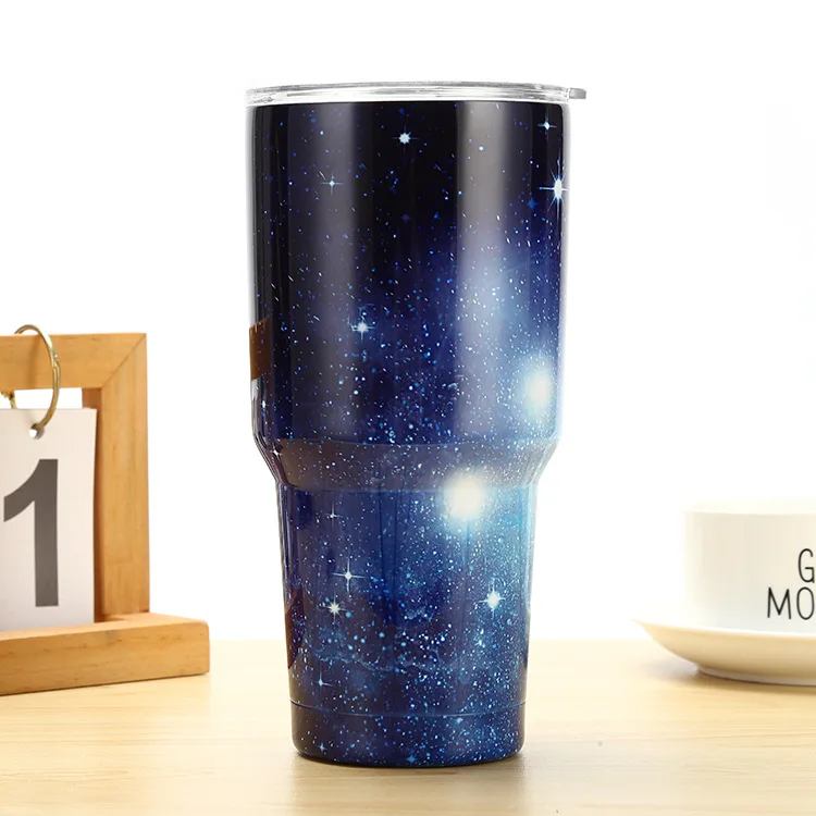 30oz 900ml Double Wall Stainless Steel Travel Tumbler Galaxy Print Style Outdoor Sports Beer Mug Car Cup With Lid