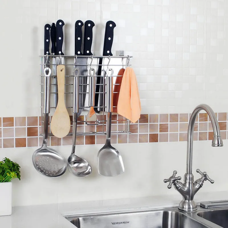 Stainless steel wall mounted tool holder kitchen metal knife holder family universal knife holder stainless stainless steel