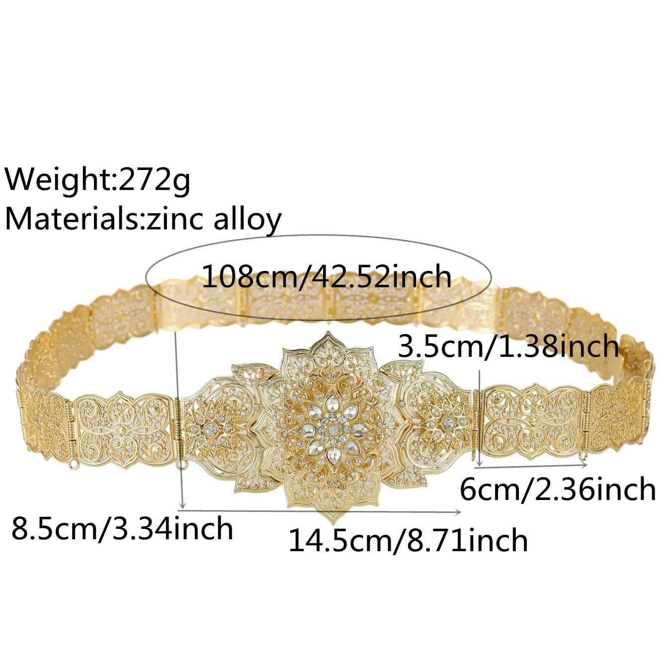 Ethnic Women Metal Waist Belt Caucasus Traditional Wedding Body Jewelry In Gold Morocco Caftan Waist Chains