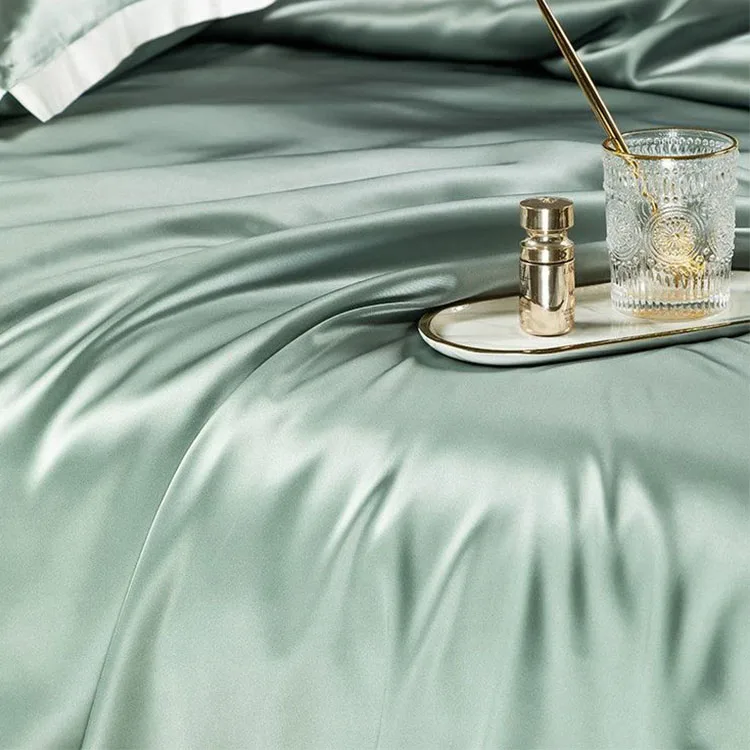 custom logo luxury bed sheets soft silk flat sheet fitted sheets 100% mulberry silk bedding set