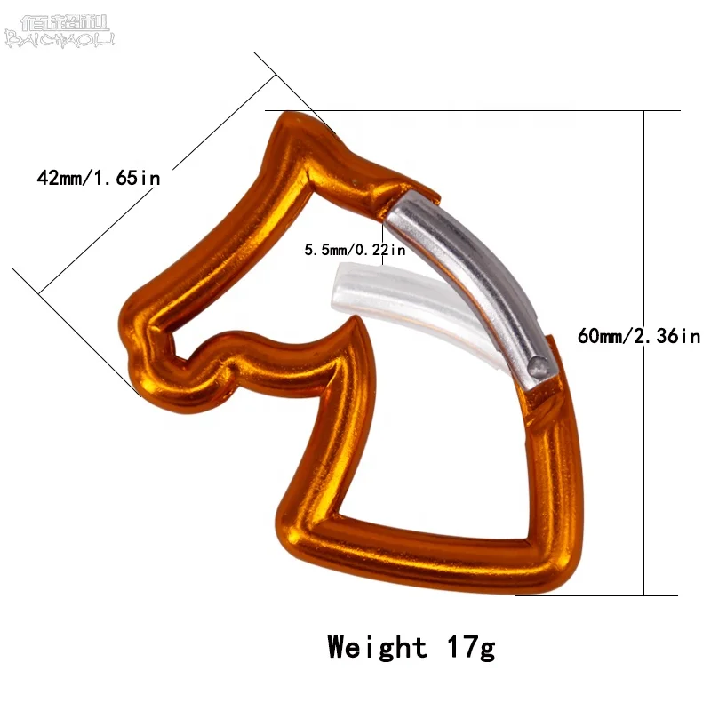 BAICHAOLI horse shaped flat black unicorn  aluminium alloy metal snap clip quick link hanger bag keychain carabiner hooks