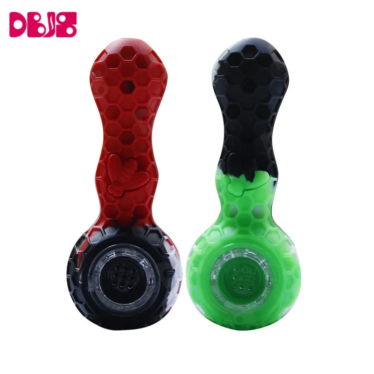 
New Products Custom Logo Silicone Smoking Pipes with Glass Bowl 