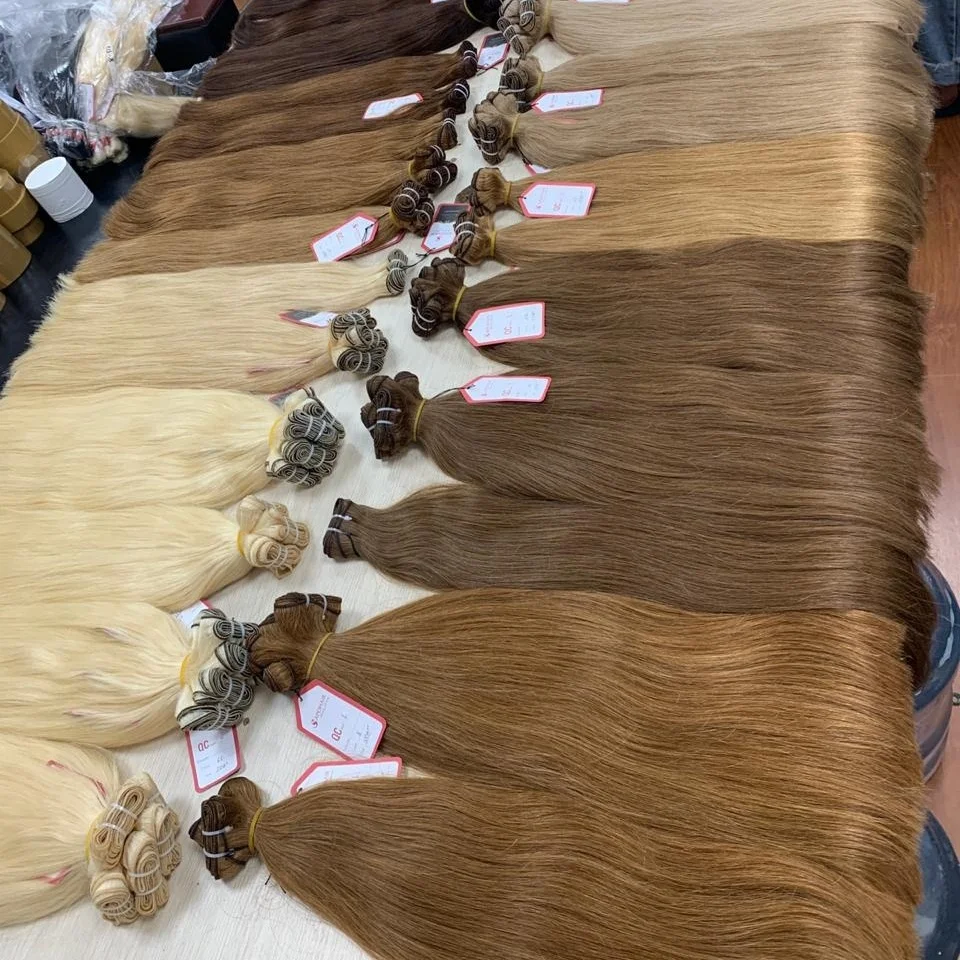 
100% Virgin Cuticle Aligned Human Hair Extension,virgin human hair wholesale double drawn quality, straight hair machine sewing 