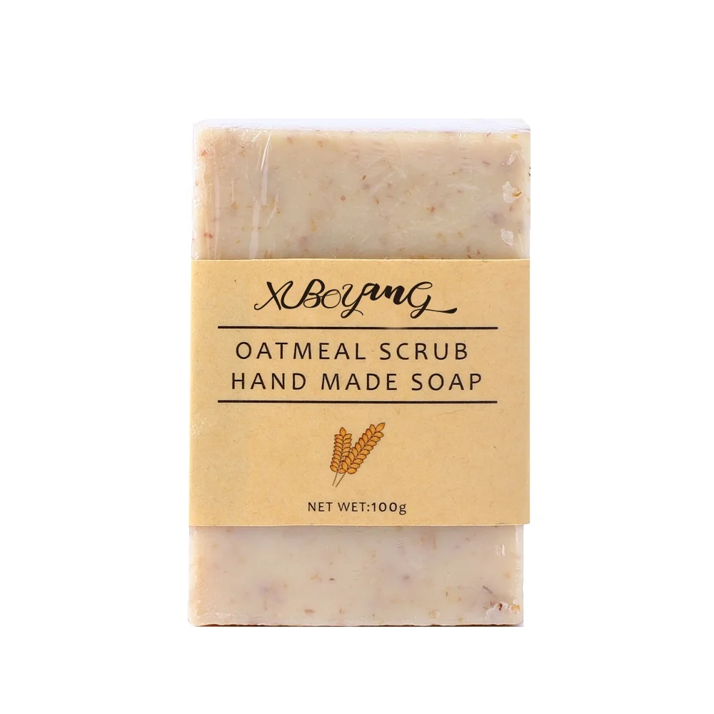 XBY Wholesale Organic Oatmeal Cereal Bubble Hotel Bath Skin Lightening Face Natural Handmade Bar Oat Scrub Soap