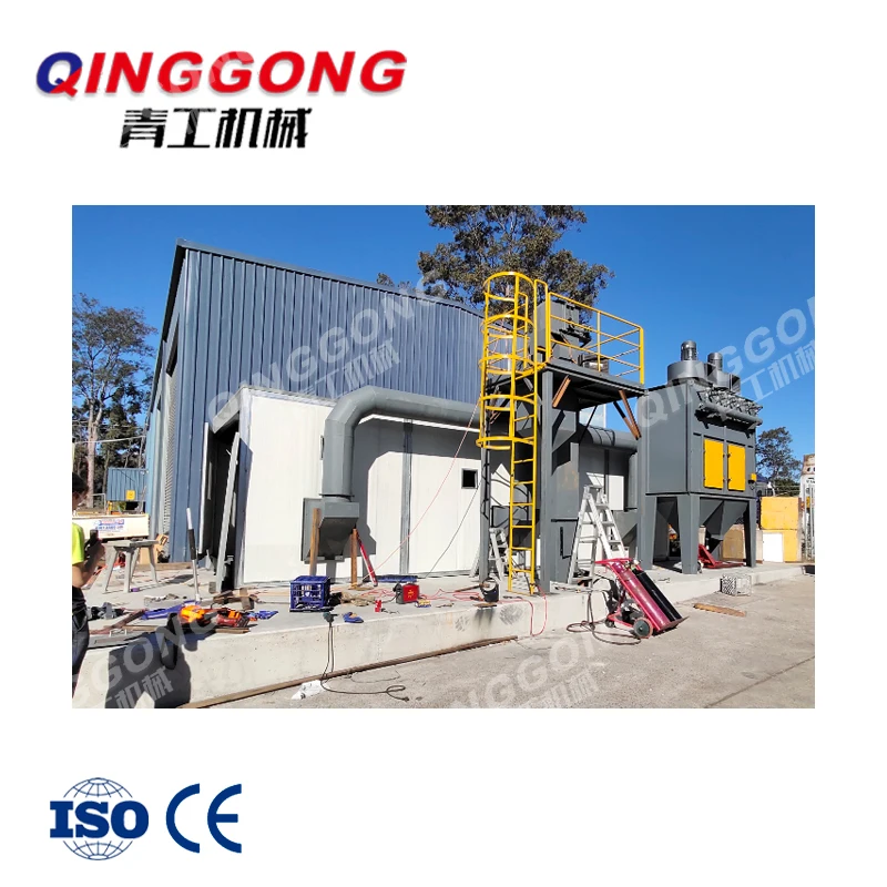 large welding steel structure and shipyard motor shell big workpieces derusting sandblasting room