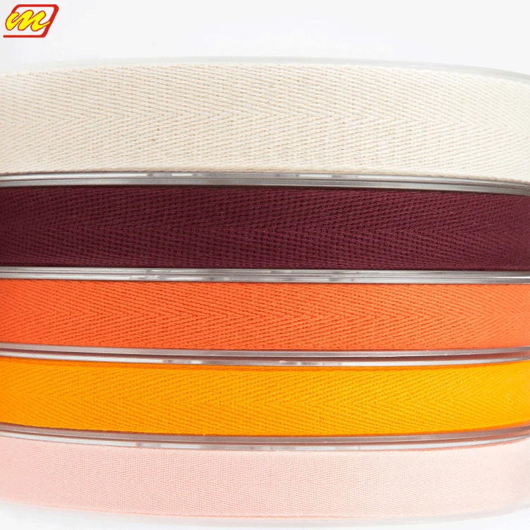Factory Price 100% Organic Herringbone Printed Custom Cotton Ribbon, Herringbone Organic Twill Printed Woven Cotton Tape