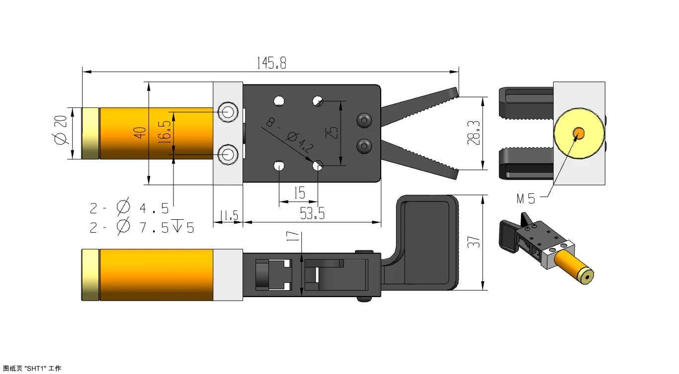 1815S Single And Double Moving Clamp Manipulator End Clamp And EOAT Pneumatic Gripper and Fix And Swivel Clamp