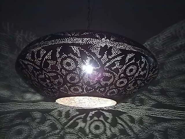 BR317 Beautiful Space Ship Egg Filigrain Brass Mosaic Lampshade