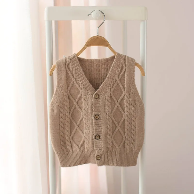 
Leesourcing best selling GOTS certified organic cotton knitted baby sweater v neck vest 