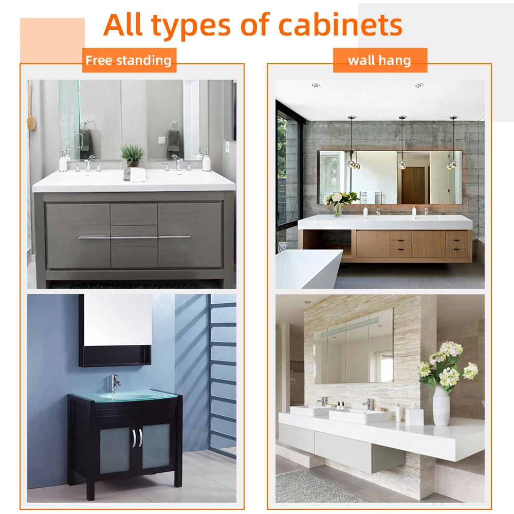 New Oem Service Sintered Stone Bath Vanity Countertop Basin Bathroom Led Mirror Storage Cabinets