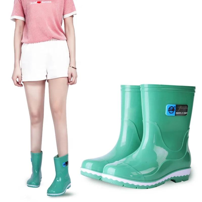 
Rubber Fashion Working Waterproof Pvc Short Ankle Girl Glitter for Women Ladies Cheap Rain Boots 