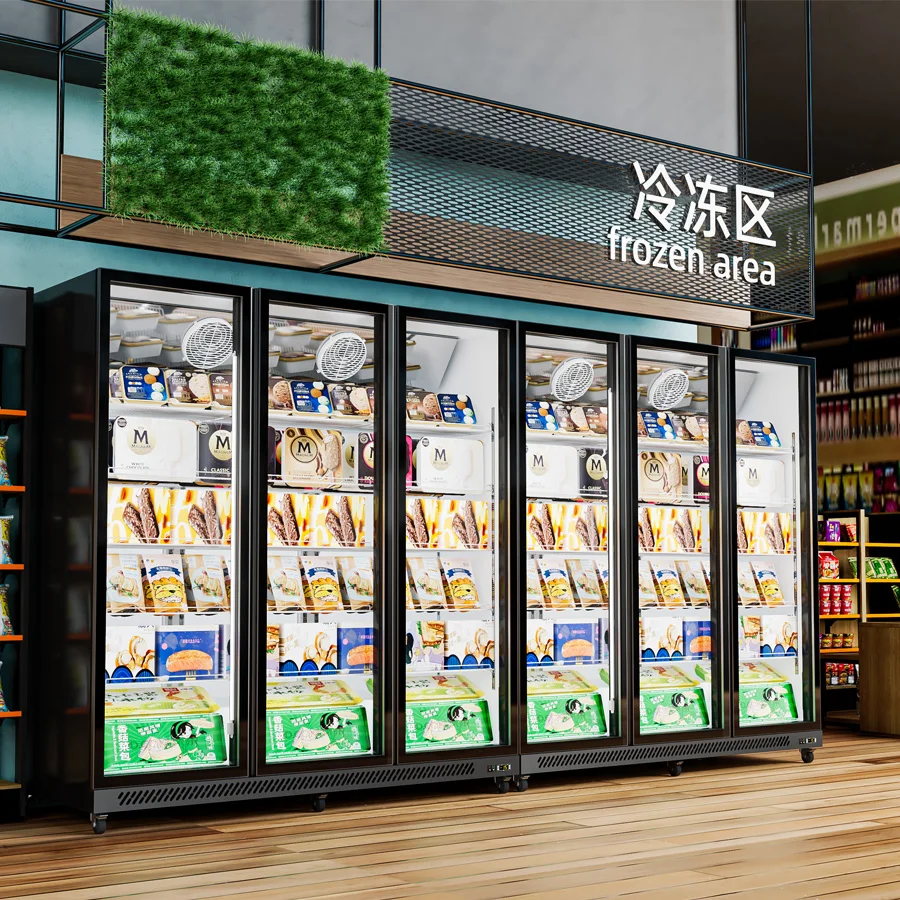 LT2250C  Frequency conversion hot sale Upright Noise reducing Black White color 1500L 4 door Beverage Fridge For Supermarket