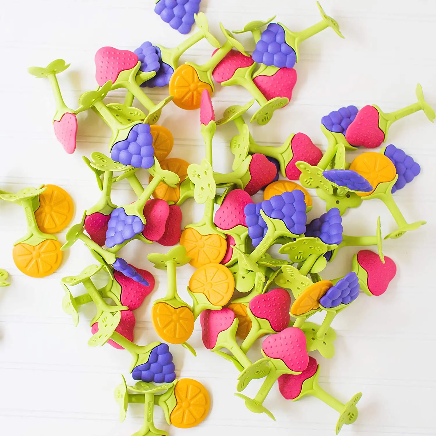 
Eco Friendly Soft Baby Teether Fruit Teething Toy Food Grade Approved Silicone Baby Teether Set 