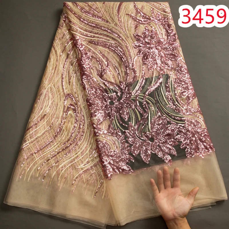 African Mesh Tulle Lace Fabric 2023 High Quality Luxurious Wedding Party Dress for Women French Sequined Net Lace Fabric 3459