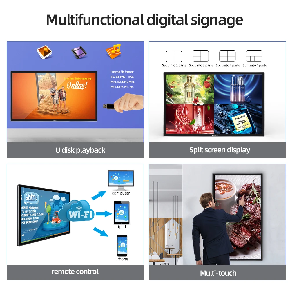 4K HD Indoor And Outdoor Digital Signage Monitor Interactive Wall Mounted Transparent LCD Screen Display For Advertising