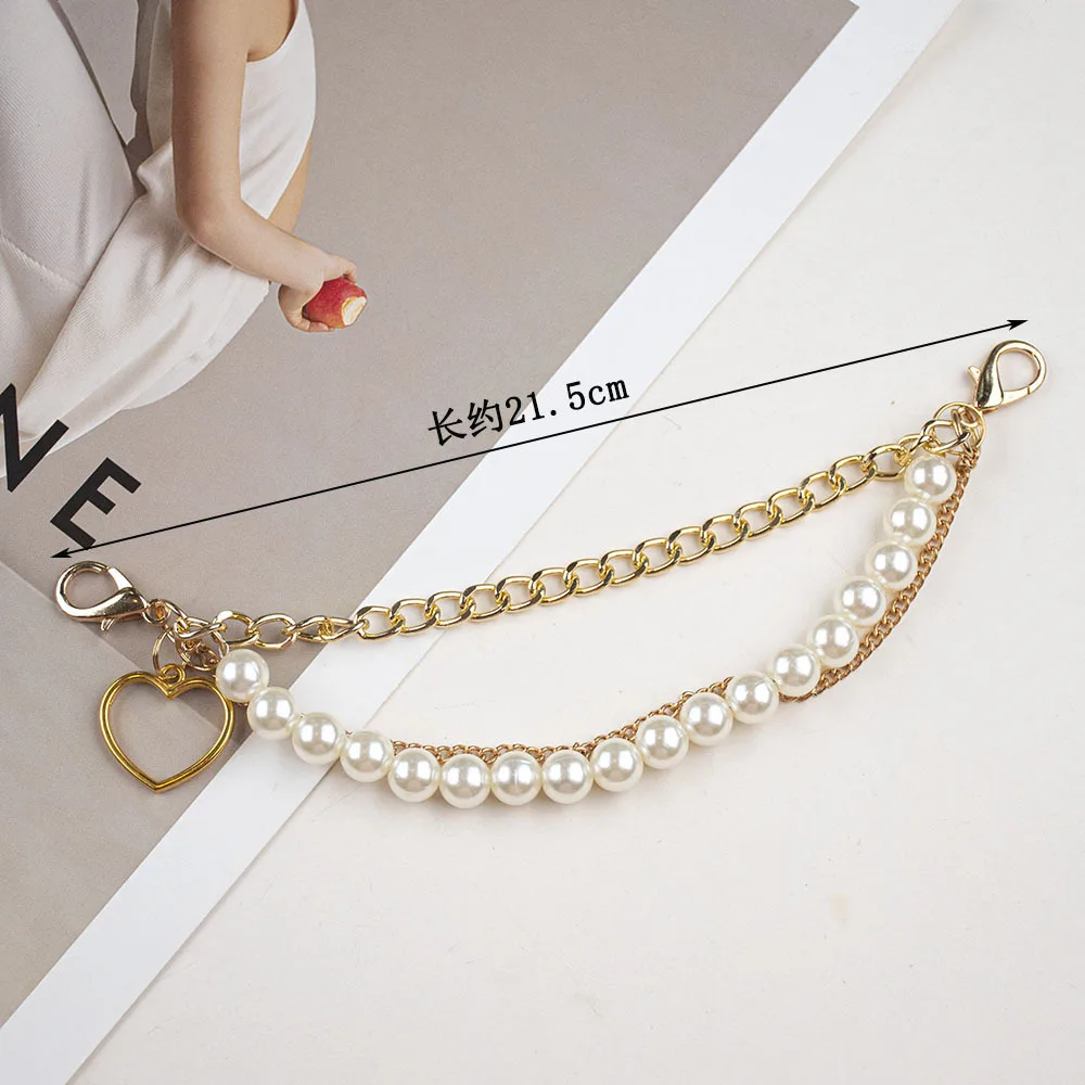 2025 Pearl Chains Bling Diamond Pearl Chain Shoe Jewelry Accessories Sneakers Stainless Steel Shoelace Charms Shoe Decoration