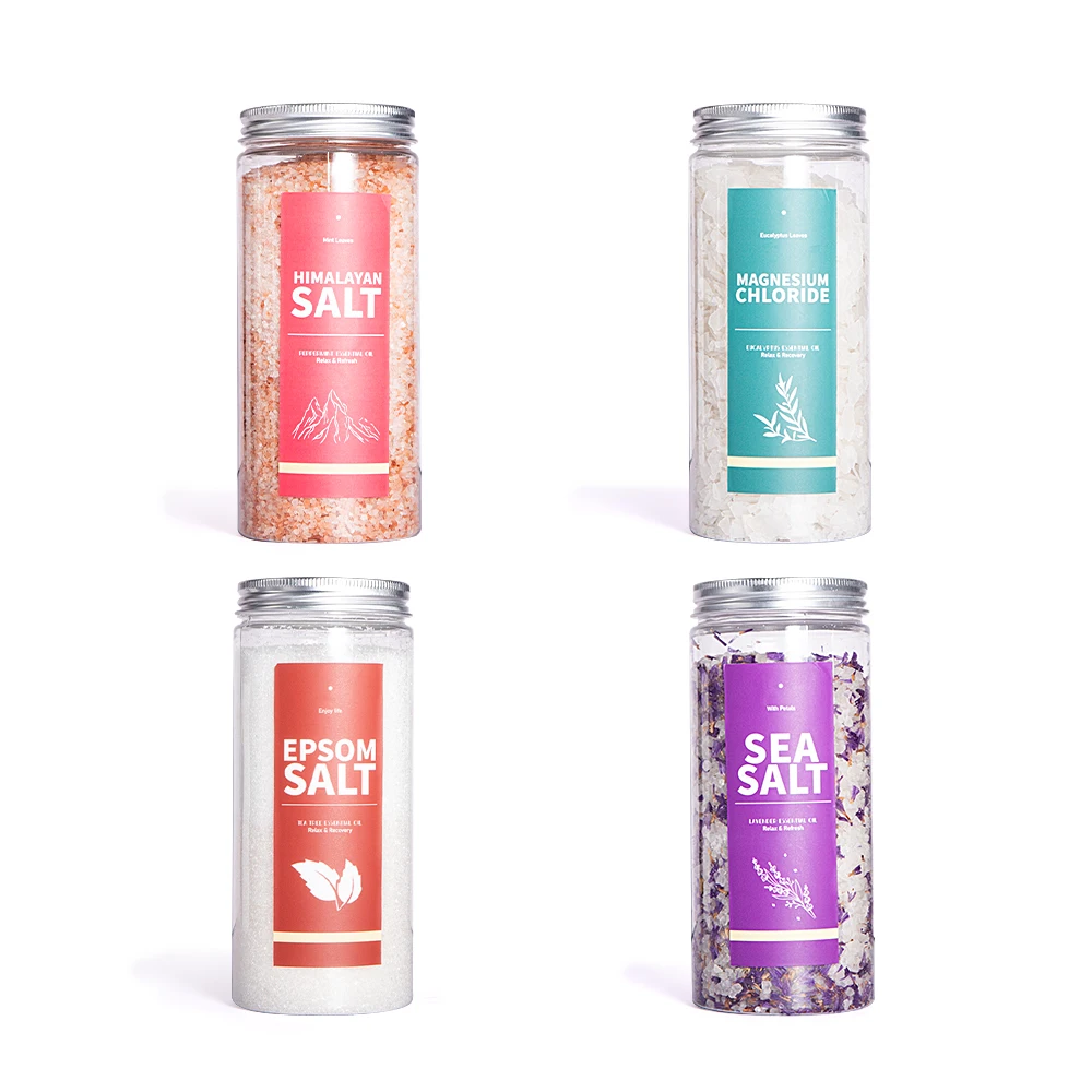 Natural Dead Sea Epsom Himalayan Magnesium Chloride Four Premium Bath Salts With Flowers