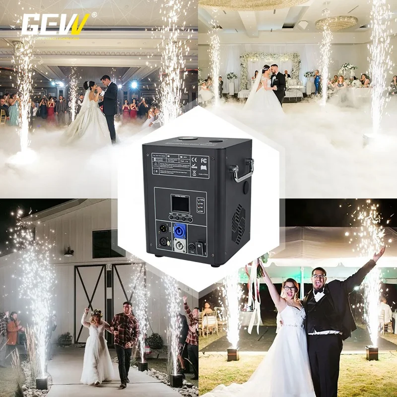 GEVV 2pcs 750w Cold Pyro Fireworks Spark Firework Machine DMX DJ Party With Flight Case