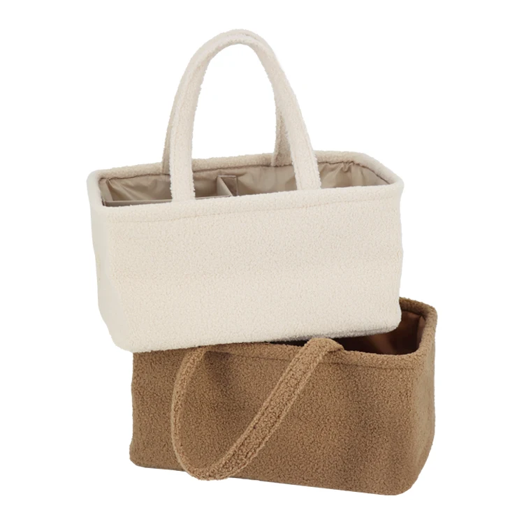 Hot-Selling Teddy Velvet Baby Diaper Caddy Organizer Nursery Storage Basket Gifts for Newborn Shower Essentials