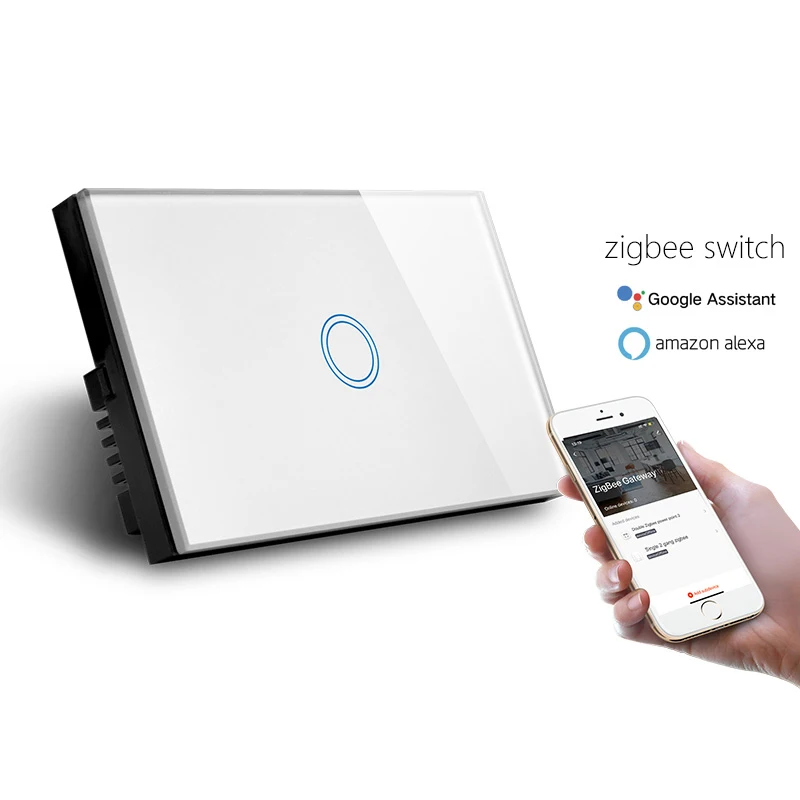 1 gang Modern Smart Home Electric Switch Zigbee WIFI Switch Google Alexa Voice Control Glass Touch Switch