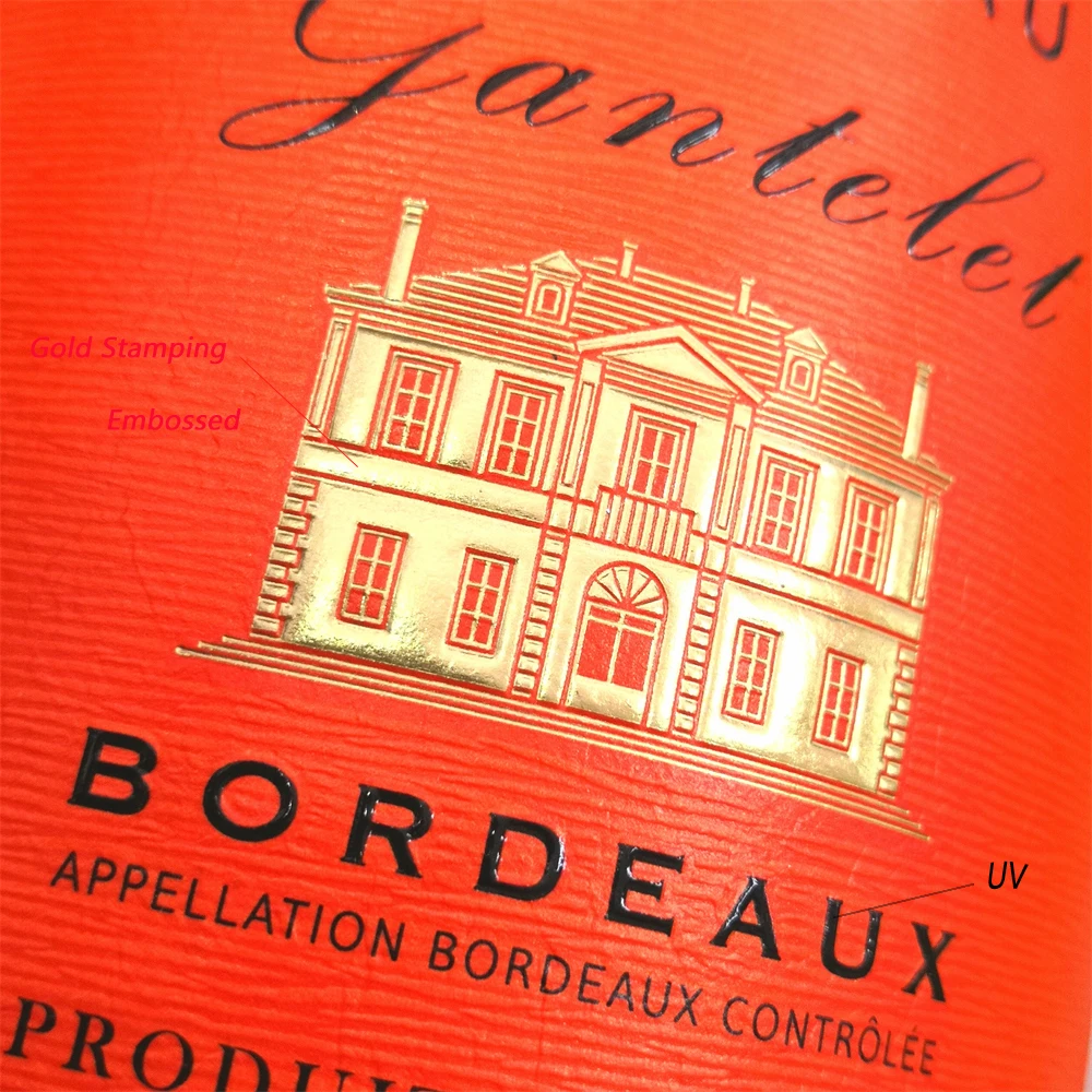 Minsda high quality Custom printing red wine bottle water bottle labels printed Logo bottle label sticker