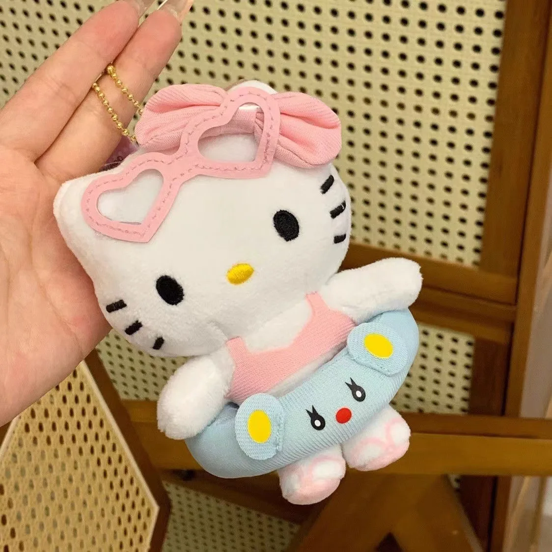 Красные розовые солнцезащитные очки Hawai Kitty плюшевые игрушки брелок бикини плавательные кольца Kt кошка мягкие куклы милая мягкая подушка подарки для девочек