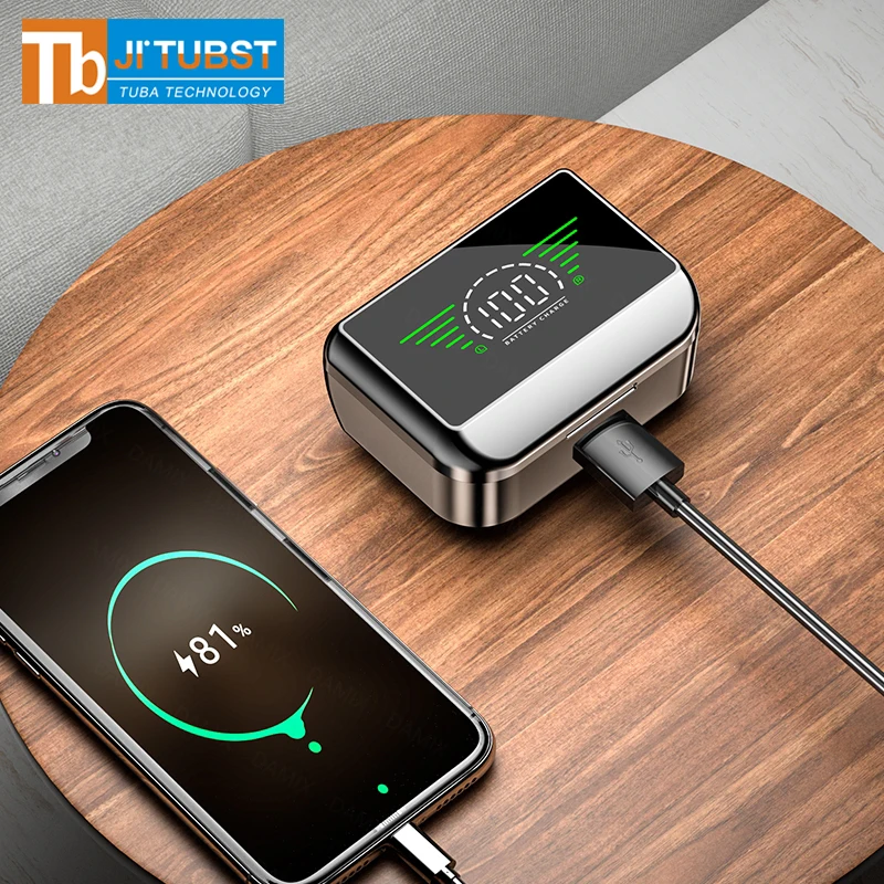 M31 Mirror Tws Bt 5.2 Wireless Headphones Low Delay Earbuds Hd Call Clear Stereo Sound Hifi M 31 Earphone With Powerbank