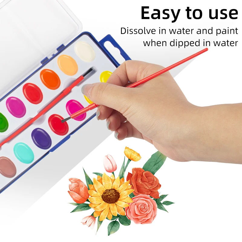 Watercolor Paint Set 16 Colors with Water Brush Pens and Drawing Pencil, Great for Kids and Adults, Art Supplies