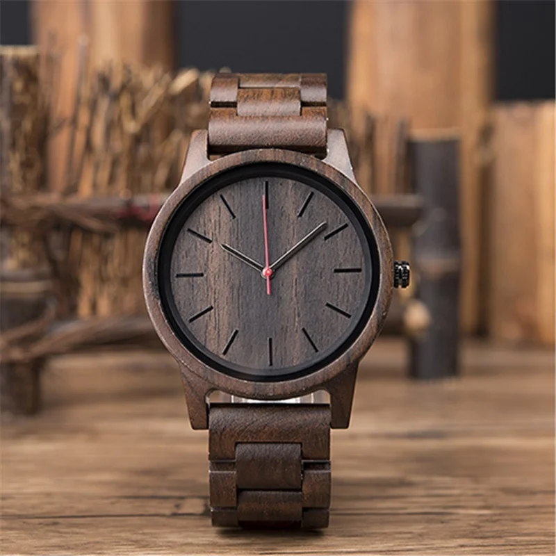 DODO DEER Watch Hot Sale 100% Full Wood Style Handcraft Relojde Hombre Wrist Ebony Wood Wholesale New OEM with Logo Customized