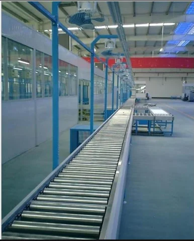 Powered conveyor roller assembly line