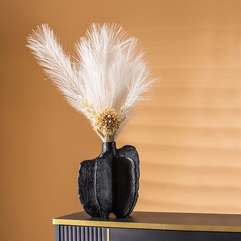 Creative Nordic Dried Branches Pot Black And White Abstract Reed Container Ceramic Flower Vases Minimalist Home Decoration Vase