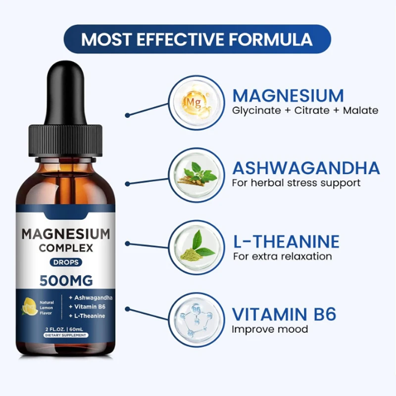 OEM Magnesium complex Liquid Drops  hot selling All-Natural Whole Food Supplement with Vitamins & Antioxidants Magnesium drop