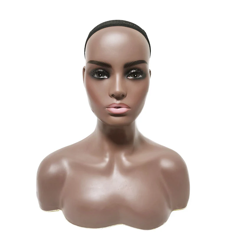 
New Female Realistic Wig Mannequin Head African American Mannequin for Hair Schools Training Mannequin Head with Shoulders 
