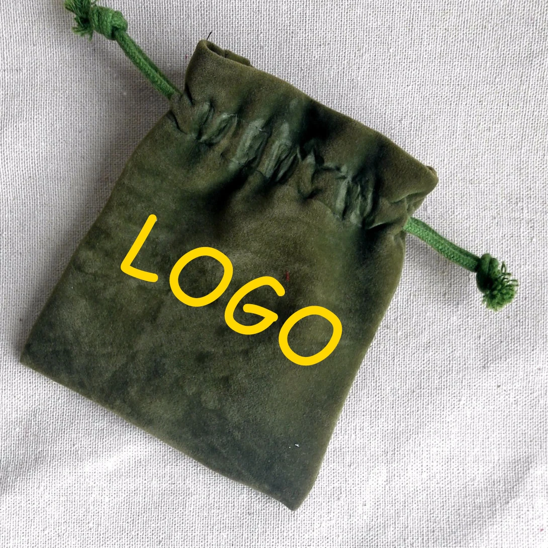Custom dark green with drawstring jewellery soft velvet gift/jewellery bag high quality velvet bag