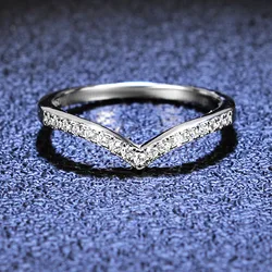 manufacturing v-shaped female engagement ring crown rhodium plated 925 sterling silver moissanite diamond ring