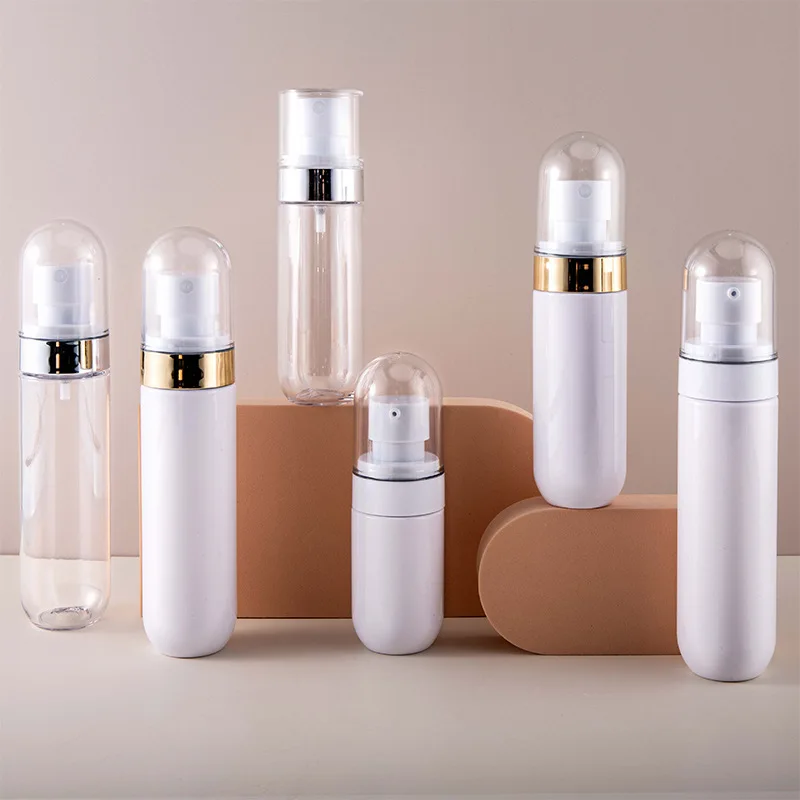 40ml 60ml 80ml Colorful PET Plastic Matte Color Pill Capsule Shaped White clear Cosmetic Spray Lotion Pump Bottles