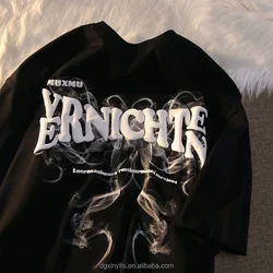 Professional Custom Manufacturer T-shirt Full  100% cotton Slim Fit Vintage Streetwear For Men Puff Printed