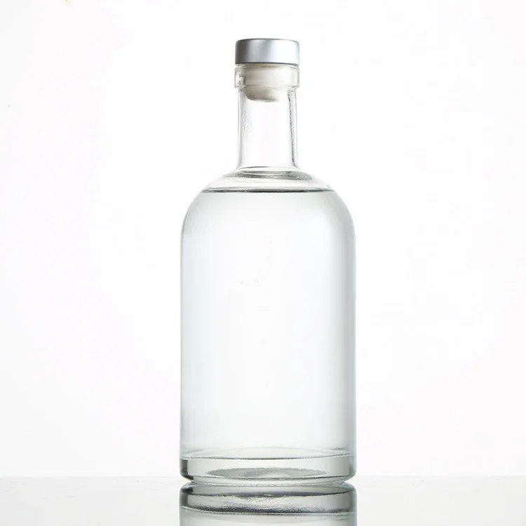 Factory  Price   High Quality  High White Glass  Empty Vodka Gin 750ml Glass Bottle  With Cork