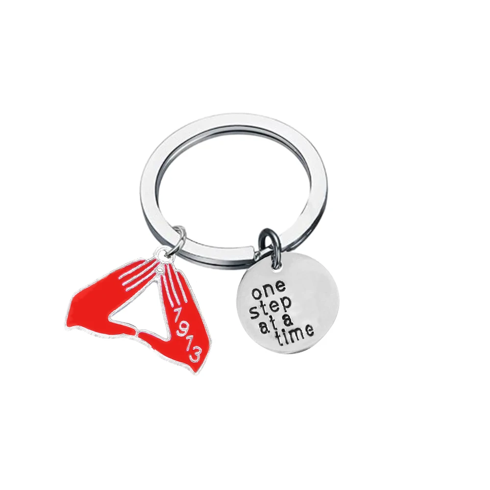 Minimalist Design Greek Delta 1913 Inspirational Accent Triangle Gesture Symbol Pendant Making Statement Sorority Keychain