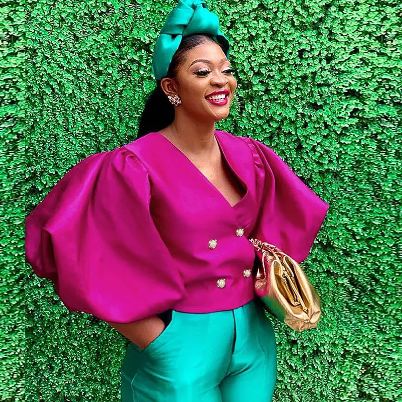 Женские розово-красные блузки с длинным рукавом элегантные офисные Топы больших размеров