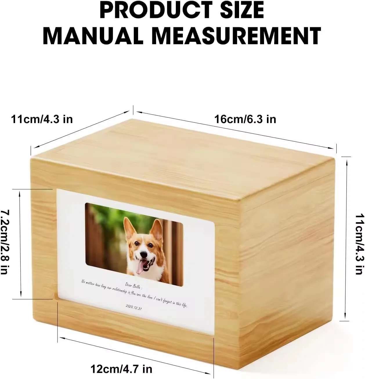 Rectangular bamboo wood pet urn cat dog funeral supplies photo frame memorial box pull-out wooden vintage funeral urns for pets
