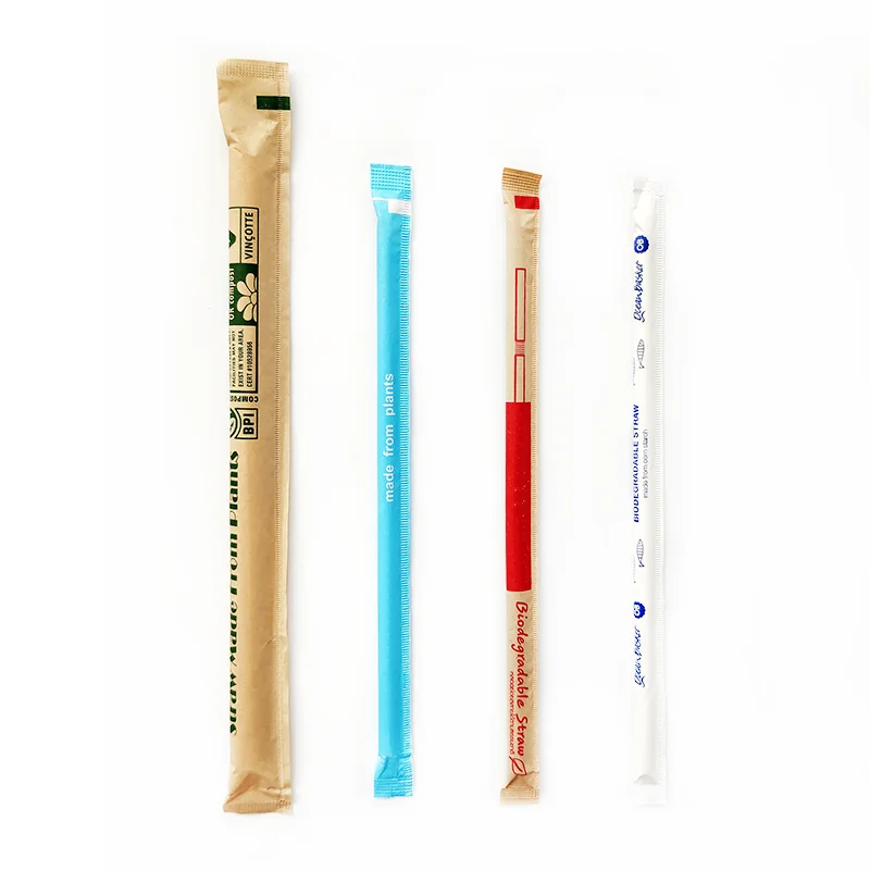 100% compostable plant-based corn starch green disposable plastic PLA straws
