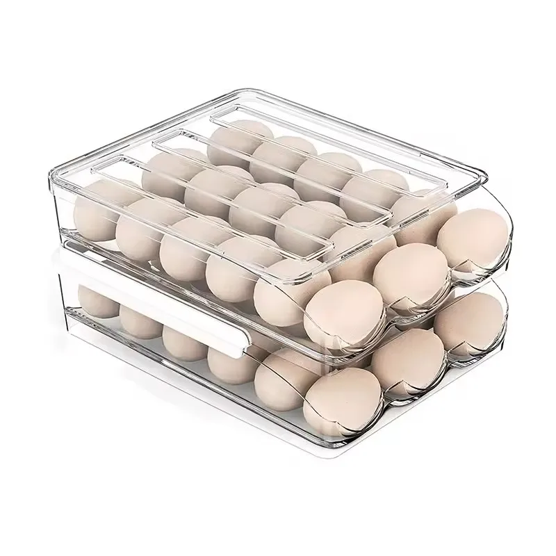 hot selling products  Large capacity egg holder for refrigerator multi-layer egg storage box self-rolling egg storage container