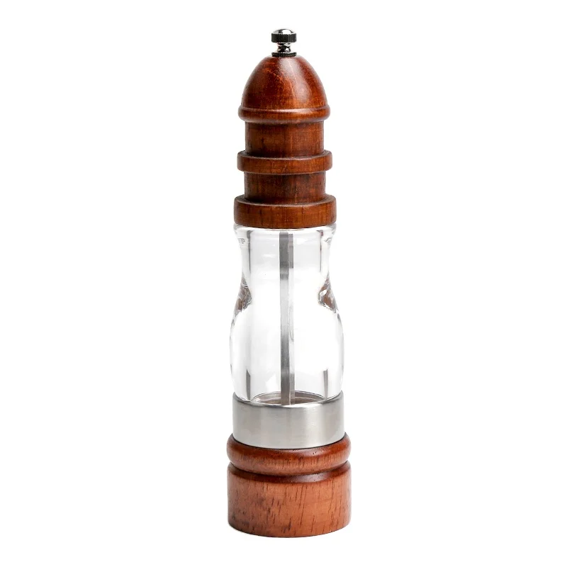Wood Pepper Grinder Mill Manual Salt and Pepper Mills refillable with Visible Window Pepper Shakers Salt Mill