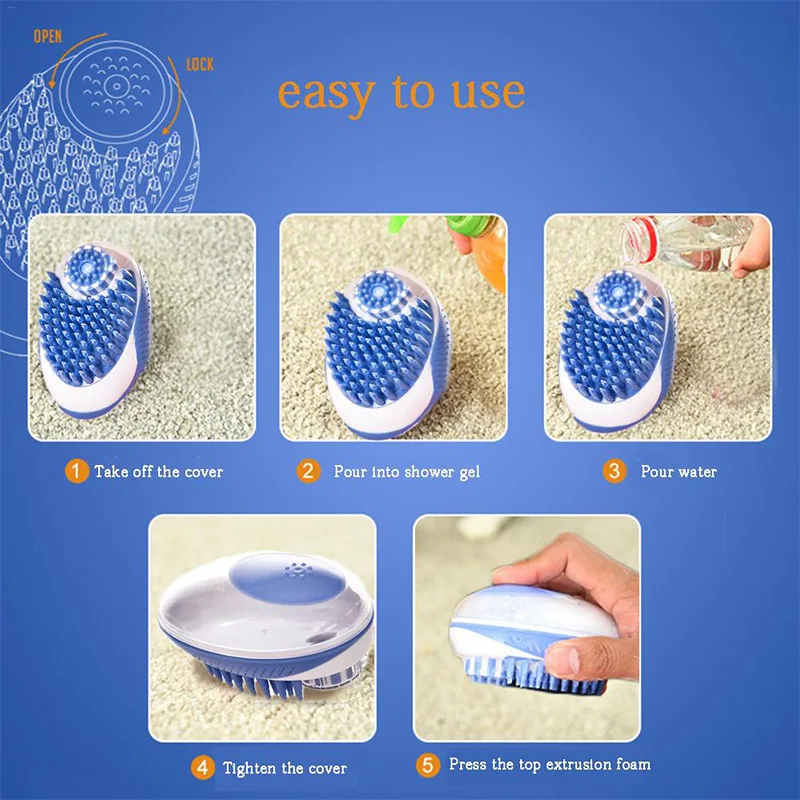 Dog Cat Bath Brush 2-in-1 Pet SPA Massage Comb Soft Silicone Pet Shower Hair Grooming Cmob Dog Cleaning Tool Pet Supplies