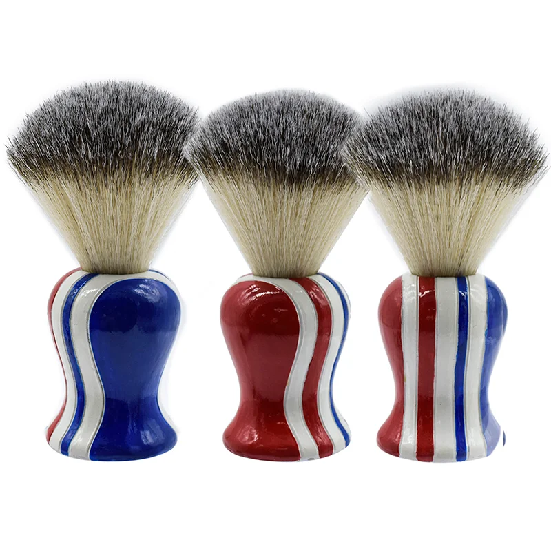 Resin Round Handle Flat base Beard brush Shaving Accessory For Men facial cleaning Strong Flocking